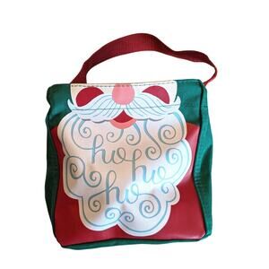 Thirty-One Littles Carry-All Caddy in green Santa holiday print Mini Tote